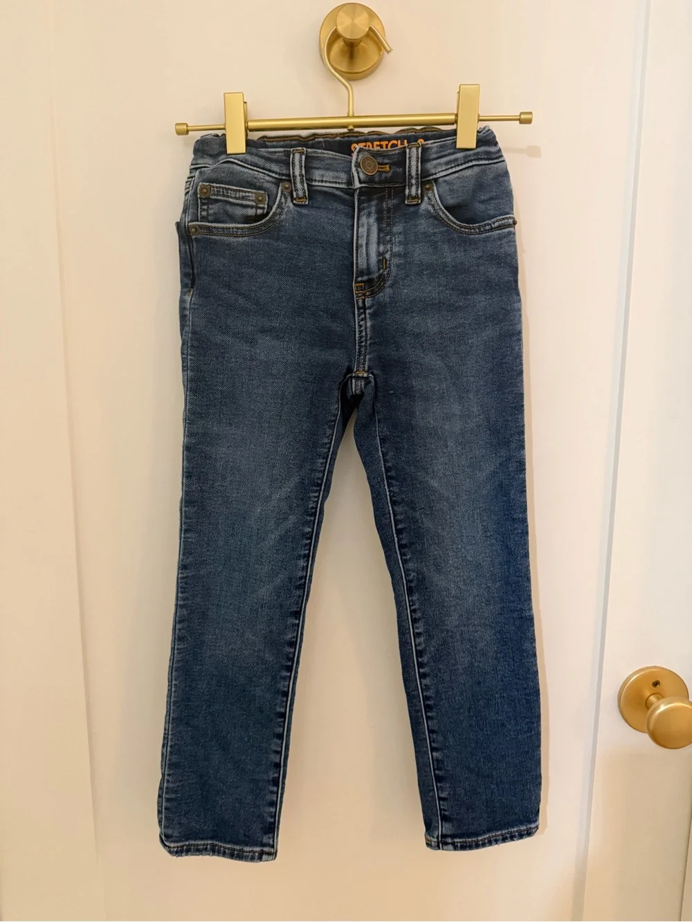 Crewcuts Dark Blue Straight-Leg stretch elastic snap button Jeans